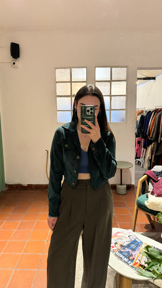 Chaqueta cropped verde