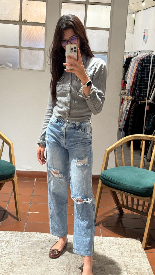 J Denim recto con rotos