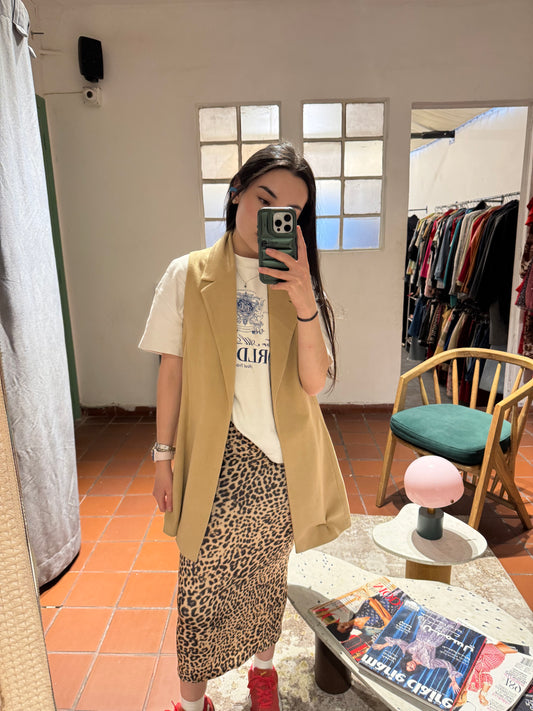 Chaleco largo beige