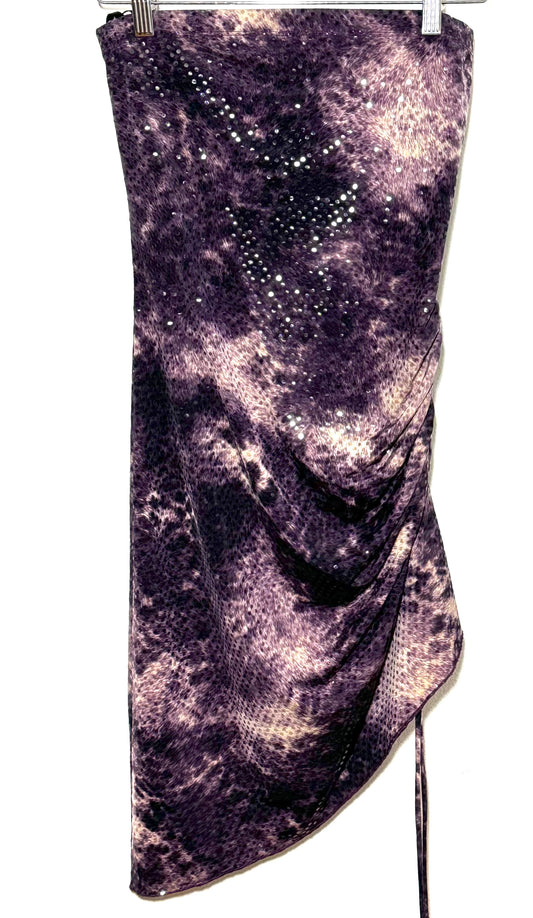 Vestido strapless/ falda midi