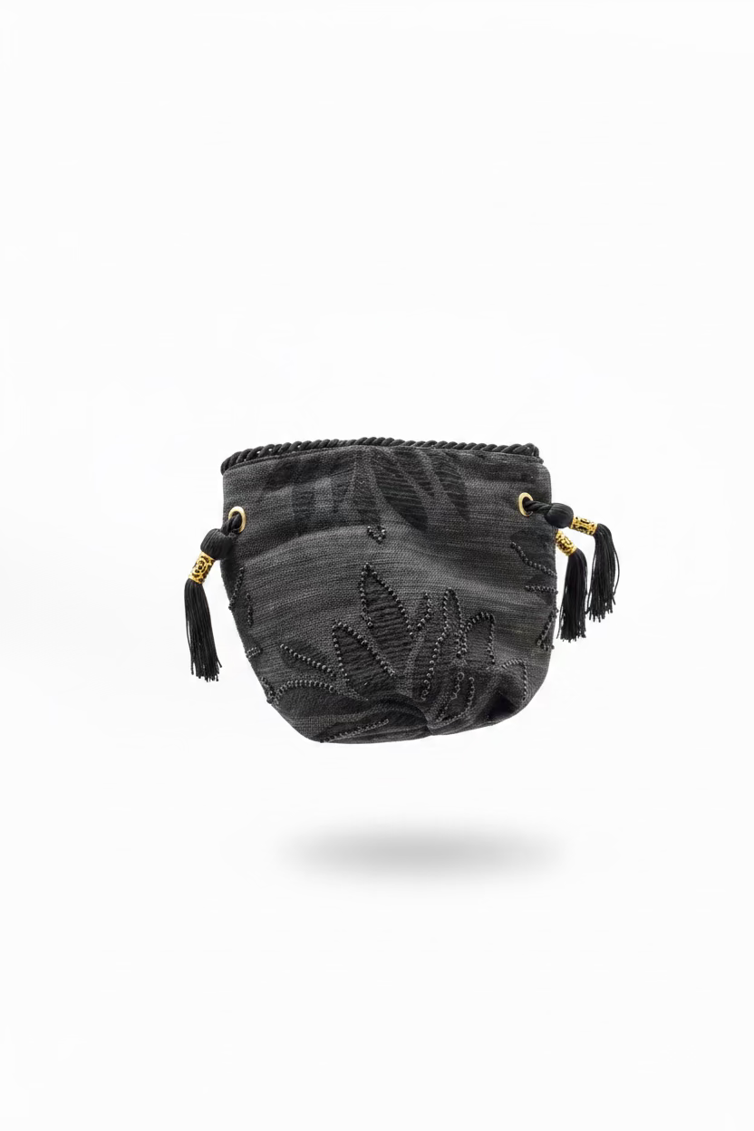 Bucket Bag Negro Hojas - NOUR
