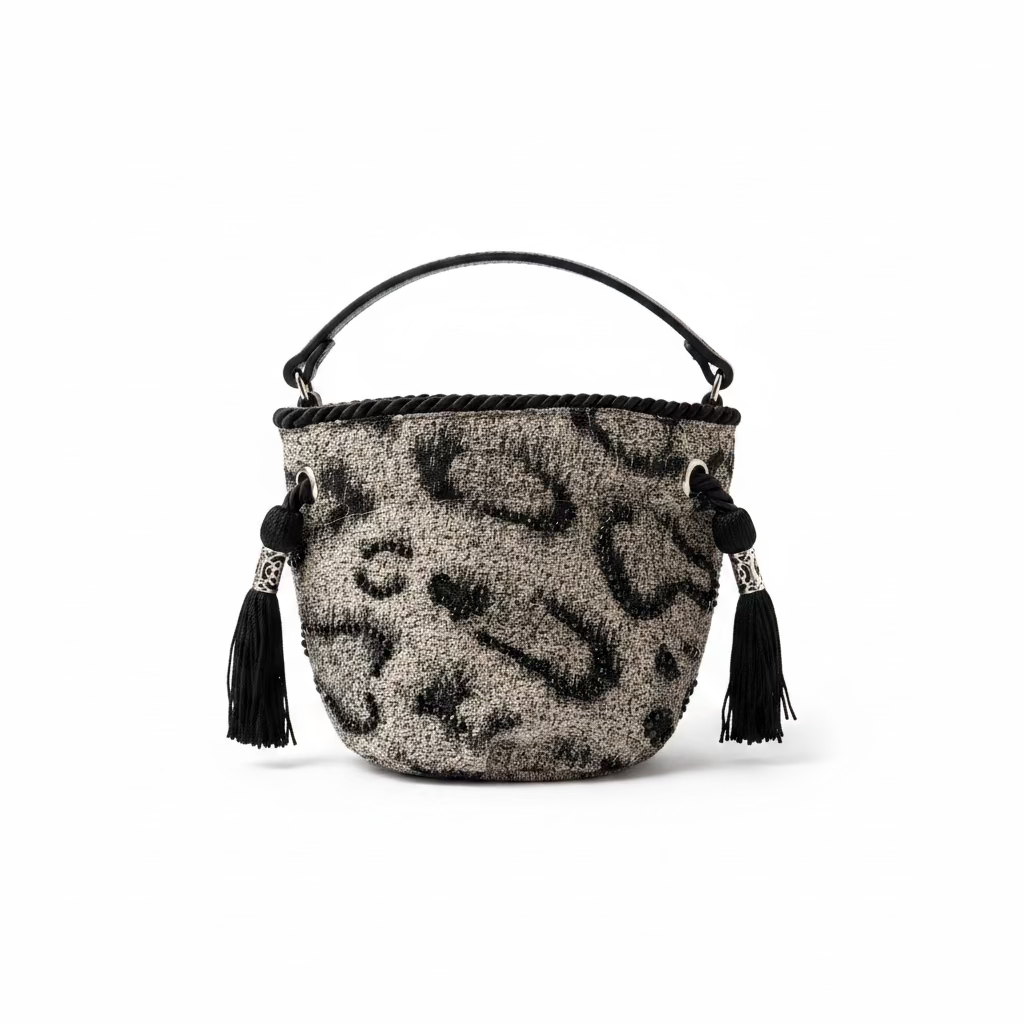 Bucket Bag Boucle Animal Print Gris - NOUR