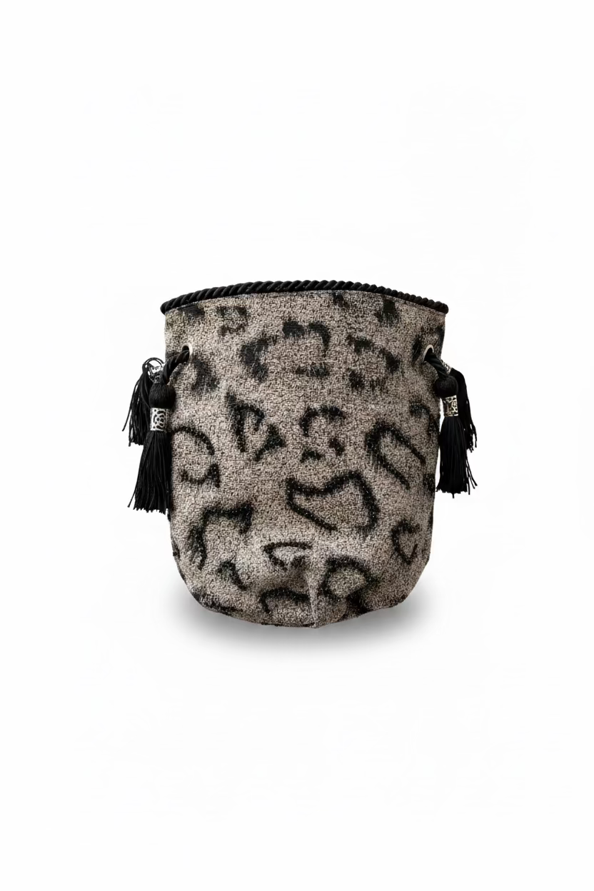 Bucket Bag Boucle Animal Print Gris - NOUR